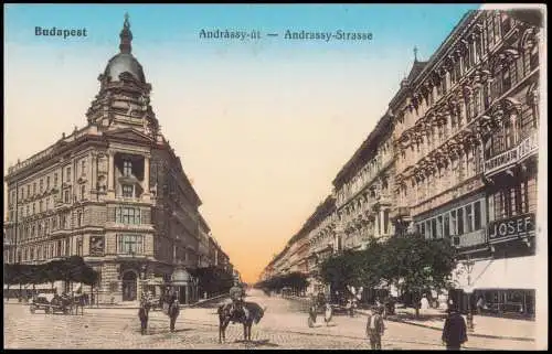 Postcard Budapest Andrássy-út Andrassy-Strasse 1913  Ungarn Magyar