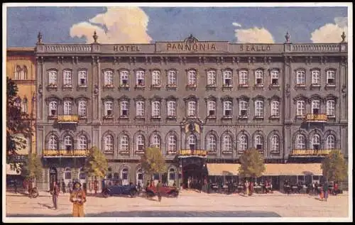 Postcard Budapest HOTEL PANNONIA SZÁLLO VIII, Rákóczi-út 5. 1936