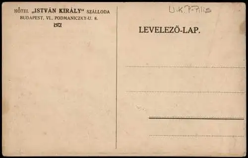 Postcard Budapest Hotel Istvan Kiraly Szalloda Künstlerkarte 1926  Magyar Ungarn