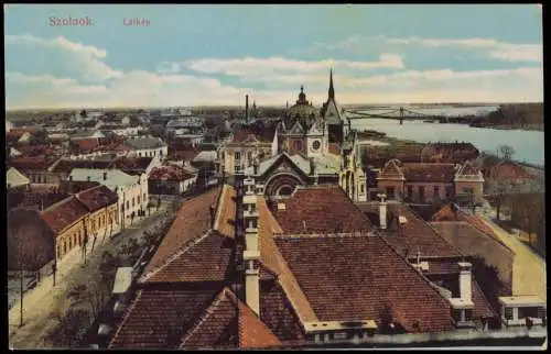 Postcard Sollnock Szolnok Straßenblick - Totale Látkép 1913  Magyar Ungarn