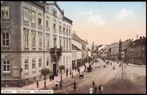 Postcard Ödenburg Sopron Várkerület. Grabenrunde. Straße 1912  Magyar Ungarn