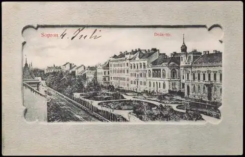 Postcard Ödenburg Sopron Deák-tér. Platz 1911 Passepartout  Magyar Ungarn