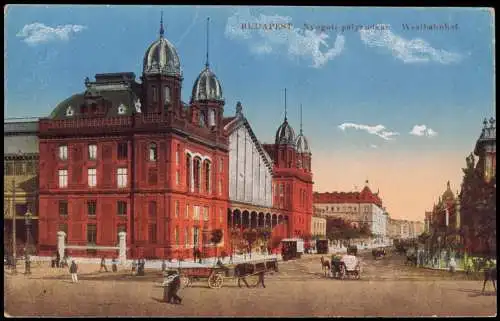 Postcard Budapest Nyugoti pályaudvar Westbahnhof 1914