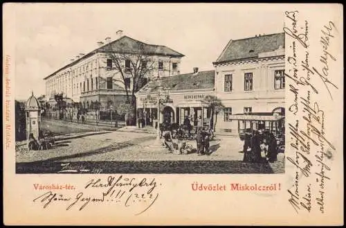 Postcard Miskolc Miskolc Miškovec  Városház-tér. Platz 1897  Magyar Ungarn