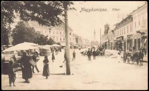 Postcard Großkirchen Nagykanizsa Fötér. Straße Markttreiben 1915  Ungarn Magyar