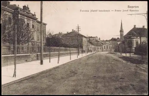 Postcard Ödenburg Sopron Franz Josef Kaserne Straße 1913  Magyar Ungarn