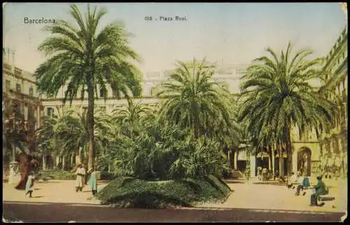 Postales Barcelona Plaza Real. 1916