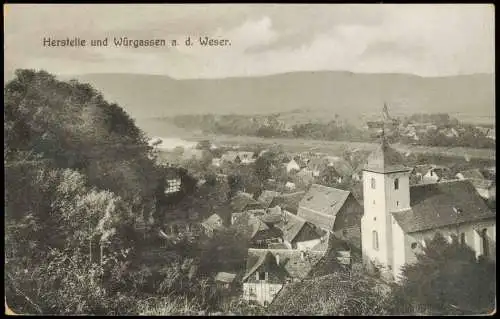 Ansichtskarte Herstelle-Beverungen und Würgassen a. d. Weser. 1928