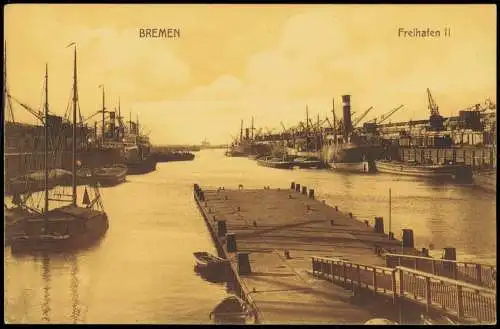 Ansichtskarte Bremen Freihafen II Dampfer 1910