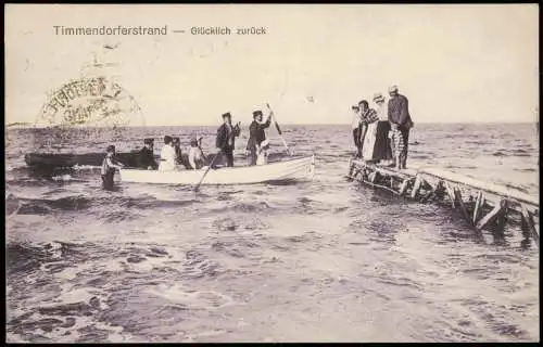 Timmendorfer Strand Glücklich zurück ankommendes Boot 1923  Vorinfla Frankatur