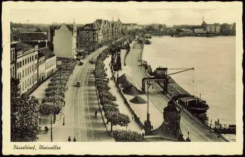 Ansichtskarte Düsseldorf Rheinallee - Kran 1953