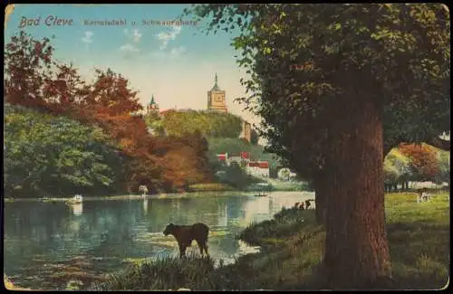 Ansichtskarte Kleve Kermisdahl u. Schwanenburg 1911