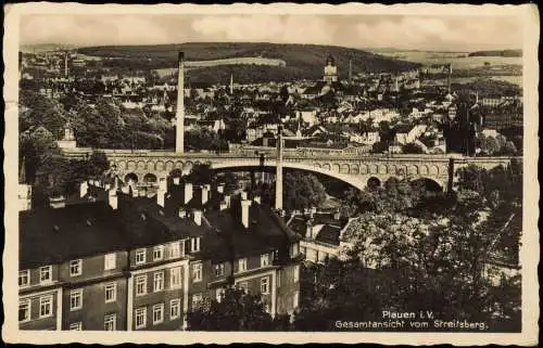 Ansichtskarte Plauen (Vogtland) Gesamtansicht vom Streitsberg. 1939