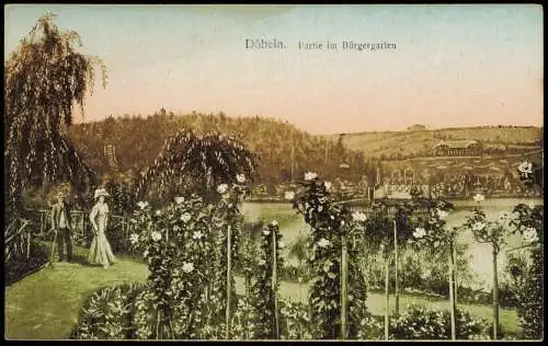 Ansichtskarte Döbeln Partie im Bürgergarten 1914