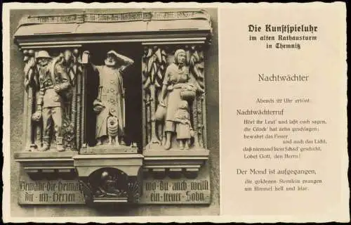 Ansichtskarte Chemnitz Die Kunstspieluhr im alten Rathausturm 1932