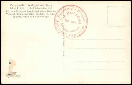 Ansichtskarte Klingenthal 2 Bild Aschberg Vogtland Berggasthof Winter 1932