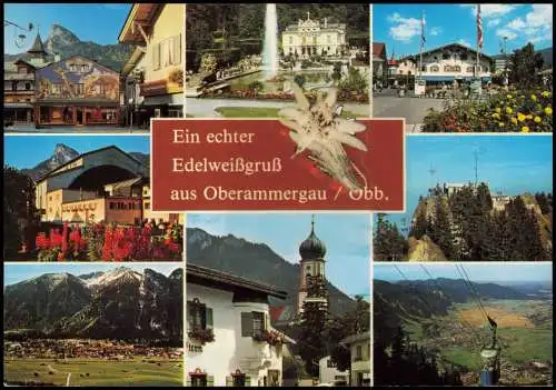 Oberammergau Mehrbild-AK: Ein echter Edelweißgruẞ aus Oberammergau / Obb. 1980