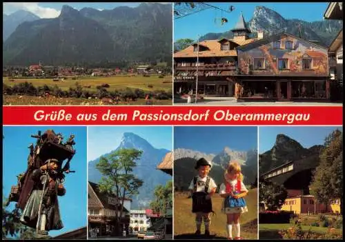 Oberammergau Mehrbild-AK Grüße aus dem Passionsdorf Oberammergau 1980