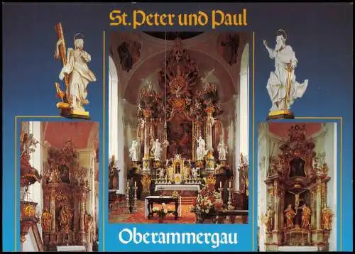 Oberammergau Pfarrkirche St. Peter und Paul (Mehrbildkarte) 1990