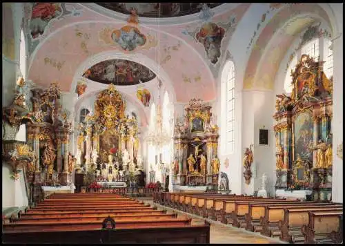 Ansichtskarte Oberammergau Pfarrkirche St. Peter und Paul (Innenansicht) 1990