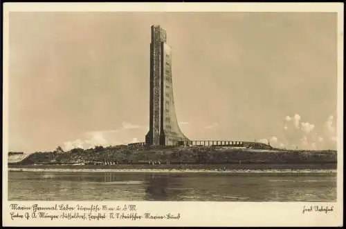 Ansichtskarte Laboe Marinedenkmal vom Meer gesehen 1936