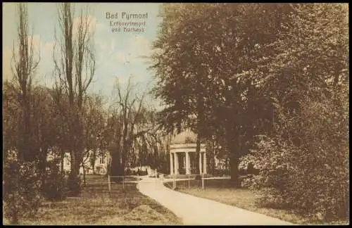 Ansichtskarte Bad Pyrmont Erdbeertempel und Kurhaus 1913