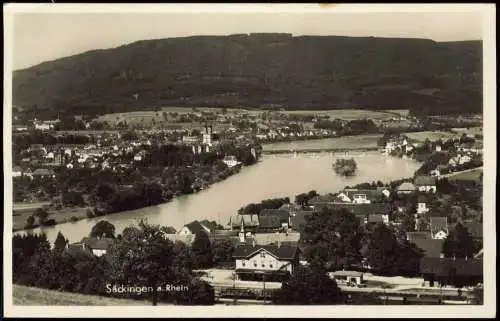 Ansichtskarte Bad Säckingen Totale und Bahnhof - Fotokarte 1940