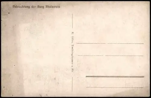 Ansichtskarte Bingen am Rhein Beleuchtung der Burg Rheinstein 1914