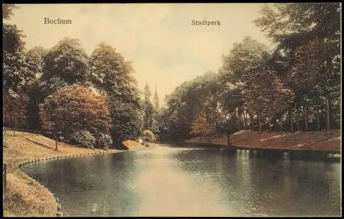 Ansichtskarte Bochum Stadtpark See 1912