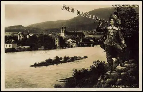 Ansichtskarte Bad Säckingen Stadt Trompeter Behüt Dich Gott Fotokunst 1938