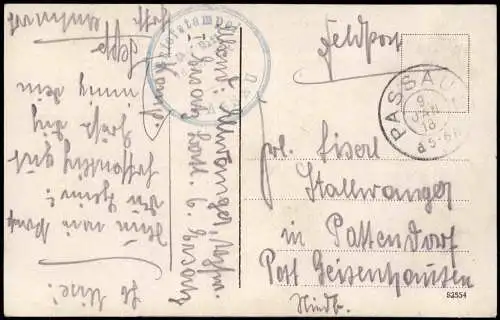 Ansichtskarte Passau Panorama-Ansicht 1918     Feldpost  (Briefstempel)