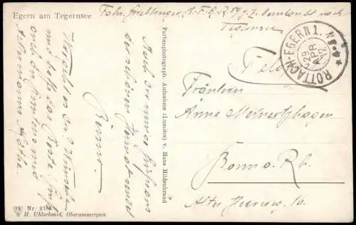 Ansichtskarte Egern am Tegernsee Panorama-Ansicht 1917 Feldpost