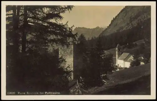 Ansichtskarte Pontresina Umlandansicht Ruine Spaniola bei Pontresina 1930