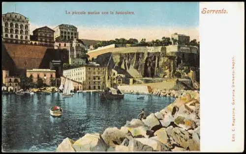 Sorrent Kampanien Sorrento La piccola marina con la funicolare  Bootshafen 1900