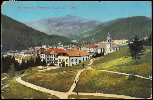 Madonna di Campiglio Sankt Maria im Pein Panorama-Ansicht, Totalansicht 1913