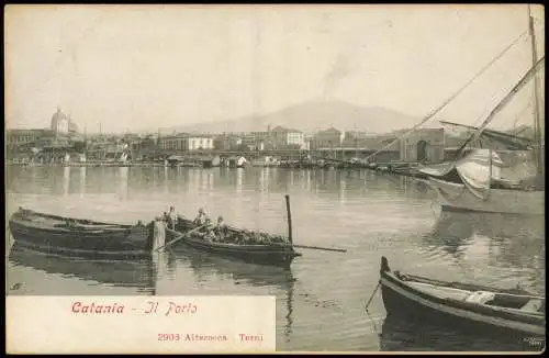 Cartoline Catania Hafen Jl Porto (Bootshafen) 1905