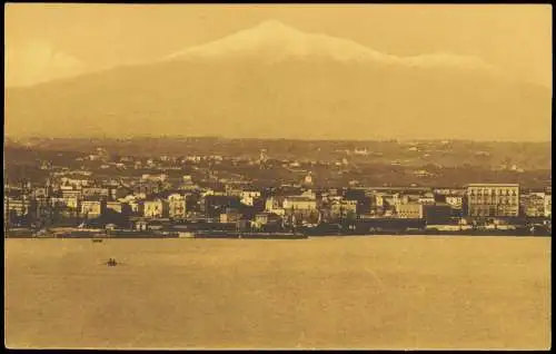 Cartoline Catania Panorama-Ansicht, Blick zum Vulkan Ätna 1900