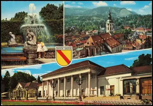 Ansichtskarte Baden-Baden Mehrbildkarte mit 3 Ortsansichten 1975