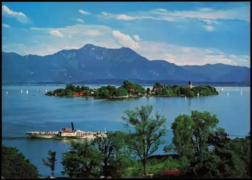 Ansichtskarte Chiemsee Schiff passiert die Fraueninsel Chiemsee 1990