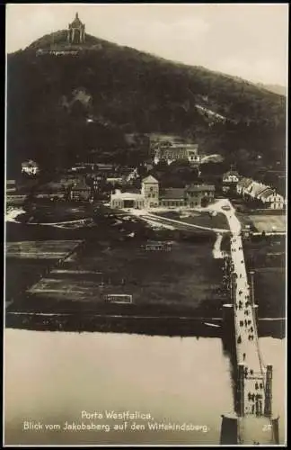 Ansichtskarte Porta Westfalica Brücke, Stadt und Denkmal 1928