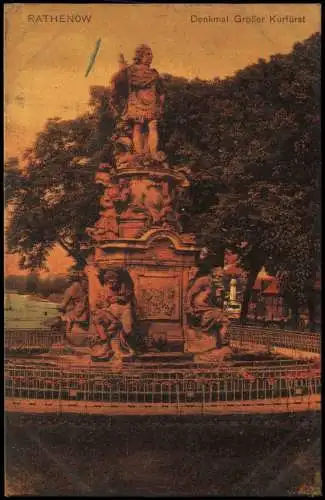 Ansichtskarte Rathenow Denkmal Großer Kurfürst 1915