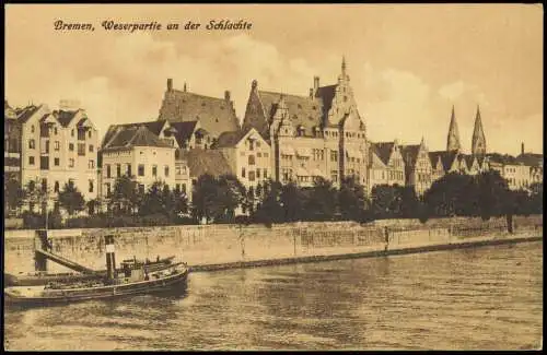 Ansichtskarte Bremen Weserpartie an der Schlachte 1914