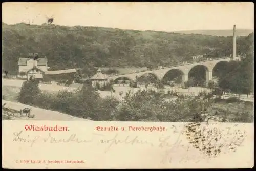 Ansichtskarte Wiesbaden Nerobergbahn und Beausite 1902