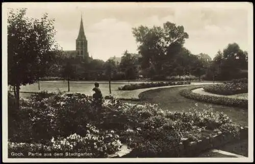 Ansichtskarte Goch Stadtpark Kirche 1932