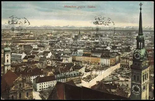 Ansichtskarte München Panorama gegen Süden 1910