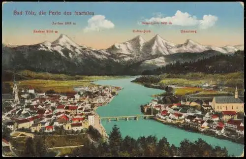 Ansichtskarte Bad Tölz Stadt und Alpen 1928