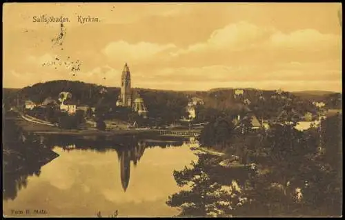 Postcard Saltsjöbaden Totale Kyrkan 1912  gel. Schweden Servige