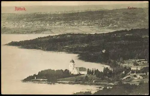 Postcard Rättvik (Darlanas) Luftbild Kyrkan 1912  gel. Schwen Servige