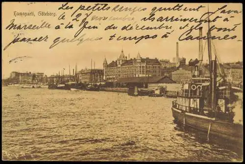 Postcard Göteborg Göteborg Hammparti, Dampfer 1911  Schweden Servige