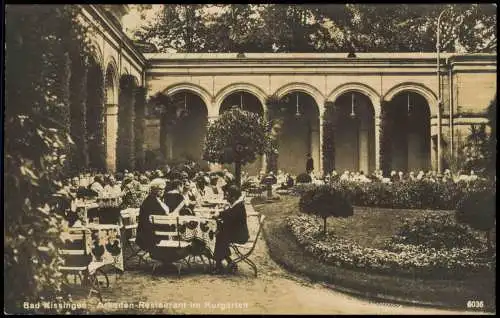 Ansichtskarte Bad Kissingen Arkaden-Restaurant im Kurgarten - Fotokarte 1927